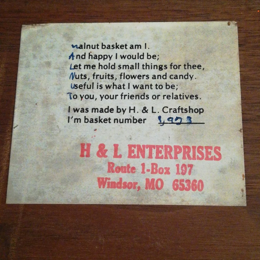 Vintage Handmade Walnut Collapsible Basket by H&L Enterprises - Picture 9 of 11